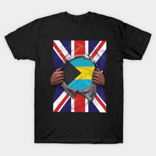 Bahamas Flag Great Britain Flag Ripped - Gift for Bahamian From Bahamas T-Shirt